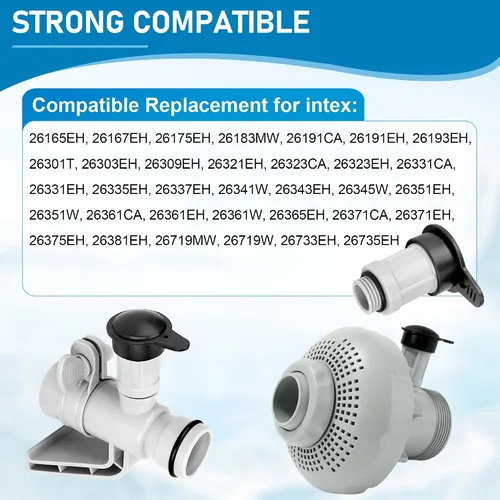 Vista 6 de 12363 12373 - Válvula de chorro de aire y tapa de válvula de chorro de aire para entrada de piscina sobre el suelo Intex compatible con 26165EH