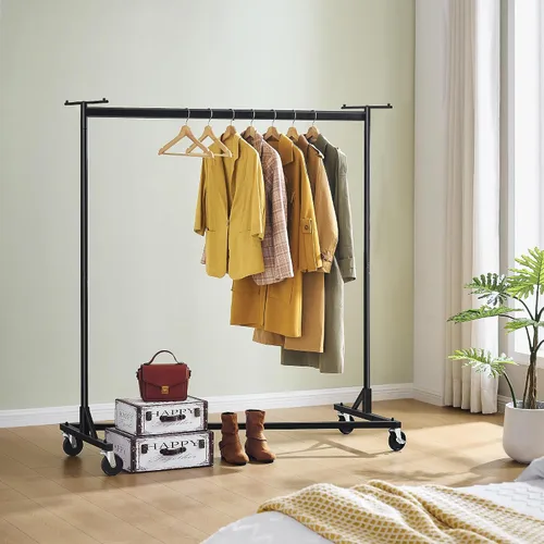 Vista 2 de Hoctieon Z Perchero de Ropa con Cubierta, Perchero de Ropa de Metal Resistente, Perchero de Ropa Rodante con Ruedas, con Cubierta Antipolvo