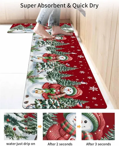 Vista 4 de Christmas Red Bath Mat for Tub,Non Slip Bathroom Floor Runner Rug Quick Dry & Absorbent Diatomaceous Earth Shower Sink Bedroom Kitchen Washable