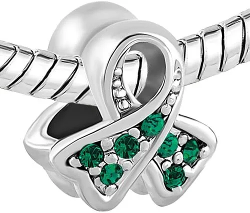 Vista 2 de Third Time Charm Breast Cancer Awareness Ribbon Charm European Crystals Bead