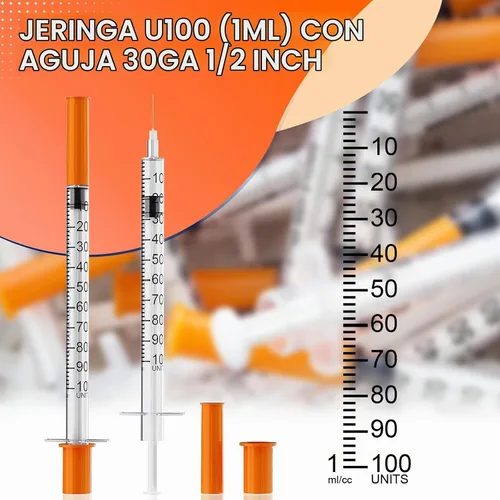 Vista 2 de Jeringa de 1ml/cc con aguja, calibre 30 de 1/2 pulgada, suministros desechables de dispensación de laboratorio envueltos individualmente, paquete