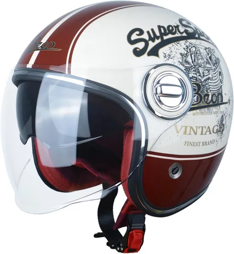 Vista 11 de Casco de motocicleta de cara abierta para adultos, aprobado por DOT, casco vintage 3/4 medio Vespa con doble visera para hombres y mujeres