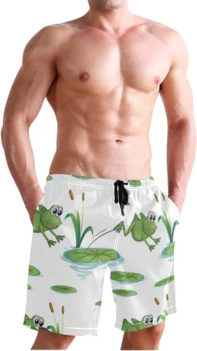 Vista 4 de Sinestour - Bañador para hombre (secado rápido, con bolsillo), diseño de ranas