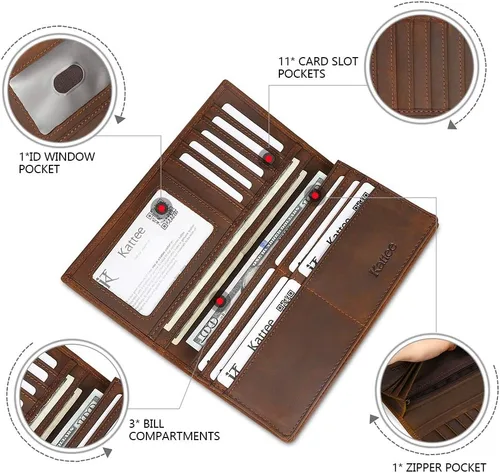 Vista 3 de Kattee cartera plegadiza clásica de cuero para hombre