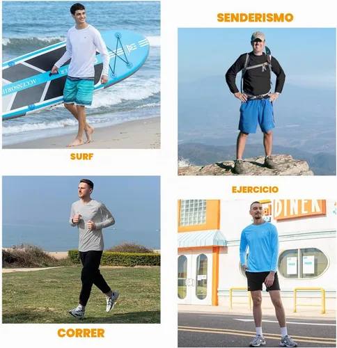Vista 5 de NAVISKIN Camisas de protección solar UPF 50+ para hombre, de manga larga, de secado rápido, ligeras Negro