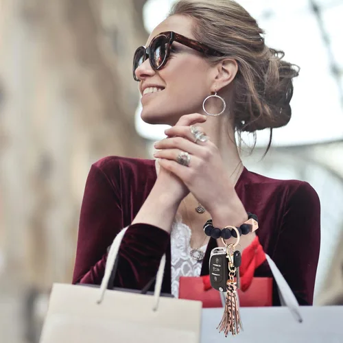 Vista 3 de Llavero pulsera Cadenas de pulsera con cuentas de silicona