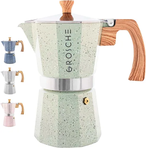 Vista 28 de GROSCHE Milano - Cafetera Moka para estufa, olla de expreso para 3 tazas de café, 5 oz, color negro - Cafetera cubana para estufa, cafetera Moka