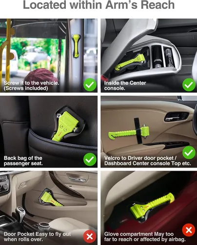 Vista 6 de Luxtude Cortador de cinturón de seguridad para romper ventanas, interruptor de ventana de coche