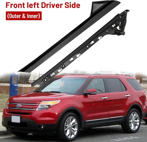 Vista 4 de Moldura de parabrisas, panel exterior e interior del lado del conductor delantero izquierdo compatible con Ford Explorer 2011-2019 BB5Z7803136AA