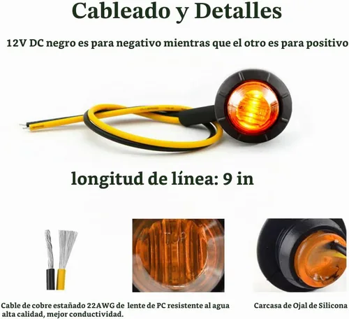 Vista 4 de Luz LED Purishion de 10 x 3/4 pulgadas. Luz redonda para faro delantero y trasero, luz indicadora para camión, coche, remolque, furgoneta, caravana