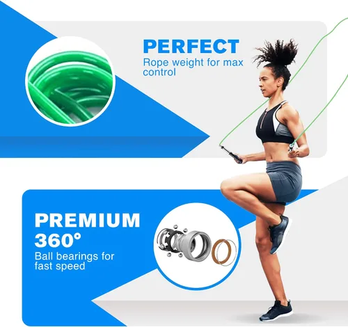 Vista 5 de Cuerda de boxeo Freestyle de DYNAPRO con asas largas para un mejor control, ajustable a cualquier altura, estilo libre, doble bajo, crossovers, HIIT