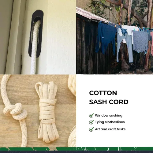 Vista 6 de Cordón de banda 100% algodón, cuerda multiusos para marcos de ventanas, atar tendederos y fines decorativos
