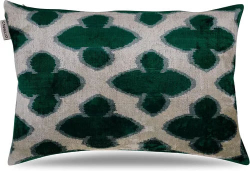 Vista 10 de CANVELLO -Exquisita almohada de plumón/cojín: almohadas de plumas elegancia y arte Almohadas icónicas con diseño Ikat Seda de terciopelo suave