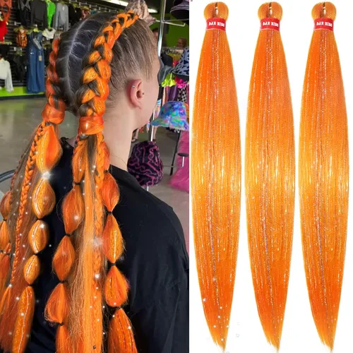 Vista 45 de Cabello trenzado preestirado ombré, extensiones de cabello trenzado sedoso, sin picazón, trenzas de cabello trenzado de ganchillo con textura Yaki