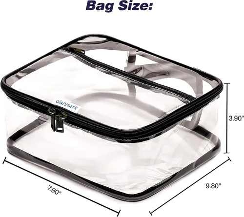 Vista 9 de Olanmark Neceser transparente aprobado por la TSA - Bolsa de maquillaje transparente grande para viaje, Claro
