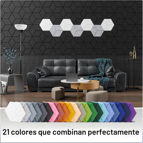 Vista 2 de Paquete de 12 paneles acústicos autoadhesivos de 12 x 10 x 0.4 pulgadas, paneles de espuma a prueba de sonido para paredes con alta densidad, diseño