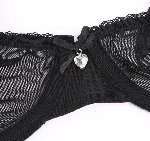 Vista 5 de Sheer Bra and Panty Sets for Women, See Through Mesh Underwire Bras Briefs Lace Lingerie Set 2 Piece