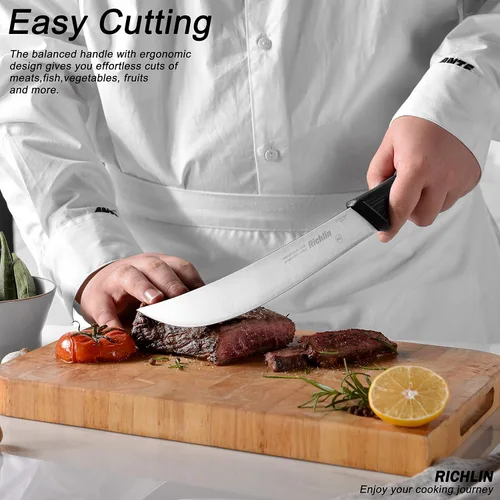 Vista 7 de Richlin Cuchillo de carnicero, cuchillo de chef de 10 pulgadas, cuchillo de filete, cuchillo de cítrico de carne, cuchillo de cocina ultra afilado