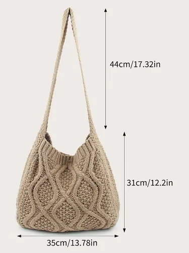 Vista 7 de Verdusa Bolsos de hombro de ganchillo para mujer, bolso de mano de punto Hobo, bolsas de compras
