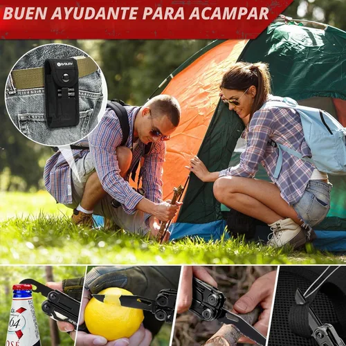 Vista 6 de BIBURY Alicates multiherramienta Pro BI2045AB, multiherramienta plegable de acero inoxidable con tijeras y destornillador mejorados