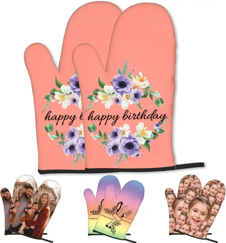 Vista 35 de Manoplas de horno personalizadas con nombre y foto, resistentes al calor y a la intemperie, para amigos y familia, como regalo de cocina, horneado
