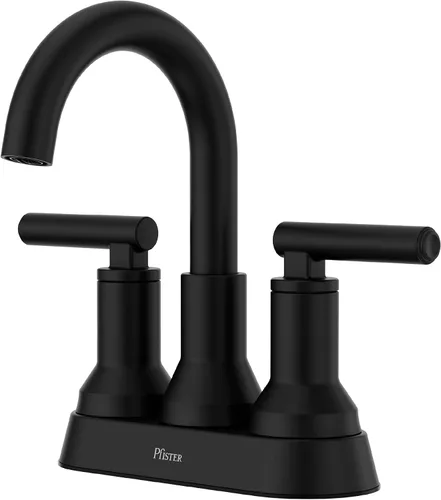 Vista 21 de Grifo para lavabo de baño Pfister Capistrano, 8 pulgadas de separación amplia, 2 manijas, 3 orificios, certificado NSF, acabado negro mate Spot Spot