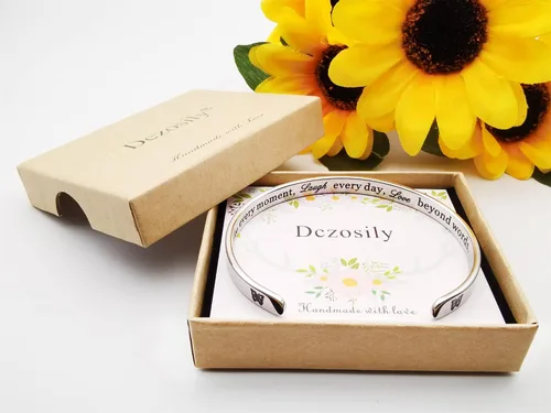 Vista 222 de Pulseras inspiradoras para mujer, joyería de acero inoxidable, con refranes, pulsera motivacional con mensaje oculto, pulseras grabadas para mejor