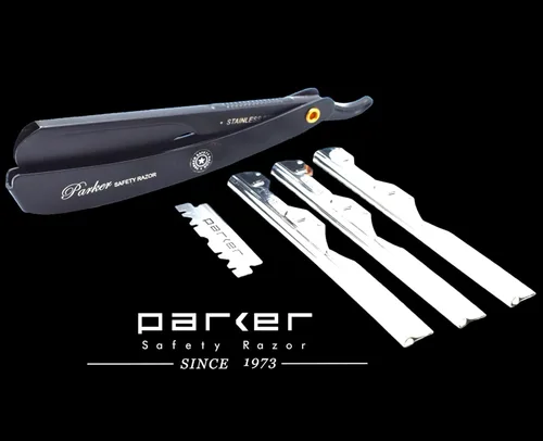 Vista 3 de Parker PTABK - Maquinilla de afeitar ajustable de acero inoxidable 3 exposiciones de cuchillas (baja/media/alta) Afeitadora recta con 5