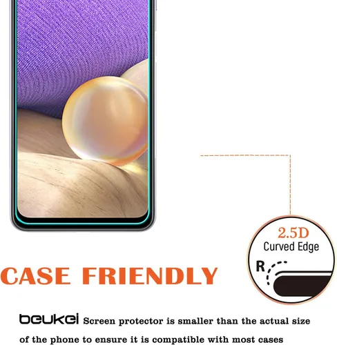 Vista 5 de Protector de pantalla de vidrio templado compatible con Samsung Galaxy A32 5G, sensible al tacto, compatible con fundas, dureza 9H (paquete de 3)