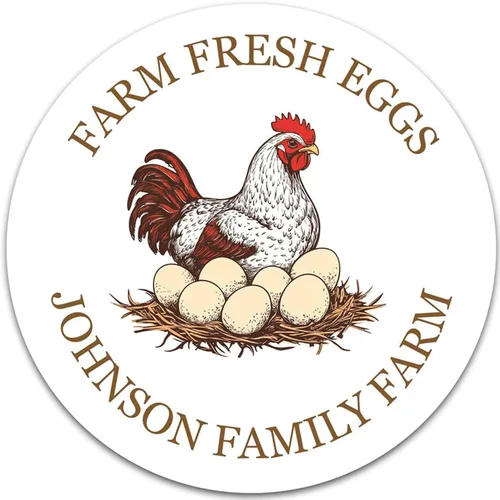 Vista 11 de Etiquetas Adhesivas Personalizables para Cartones de Huevos de Gallina Tamaños de 2"-4" Etiquetas de Empaque Personalizadas para Huevos Frescos