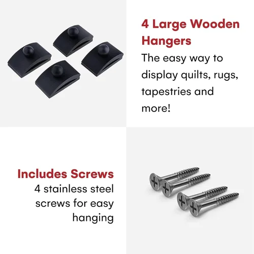 Vista 2 de Precision Quilting Tools Classy Clamps - Perchas de madera – 4 clips grandes (madera negra) y tornillos para colgar y exhibir edredones, tapices