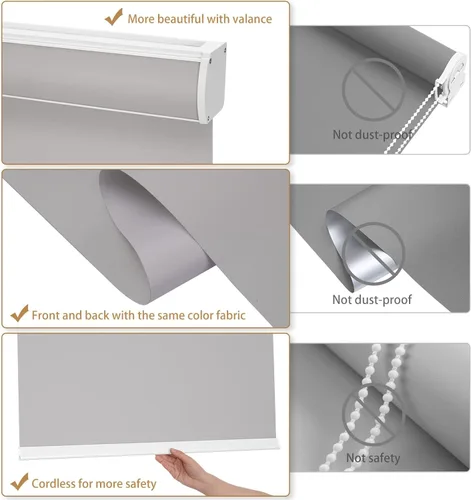 Vista 4 de Changshade Persianas enrollables 100% opacas sin cordones para ventanas, persianas de parada libre, tela aislante térmica, protección UV, persianas