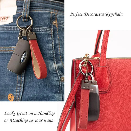Vista 3 de BigPong Llavero de cuero para llaves del hogar y del coche, antipérdida, impermeable y duradero, llaveros para hombres y mujeres