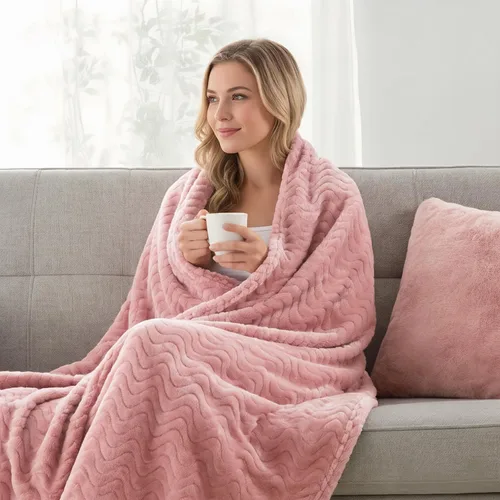 Vista 2 de Exclusivo Mezcla Large Fleece Throw Blanket for Couch, Sofa, Pink Rosa