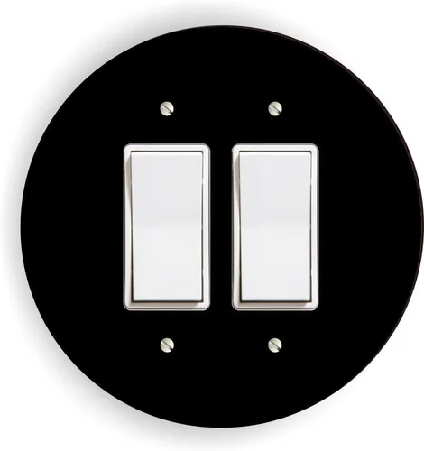 Vista 12 de Island Gifting - Diseño negro - Cubierta redonda para placa de interruptor de luz - Palanca doble