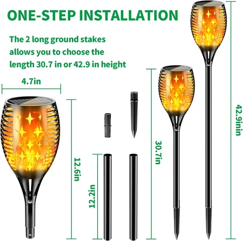Vista 5 de YoungPower - Antorcha solar mejorada, impermeable, llamas parpadeantes, luces solares para decoración de paisaje al aire libre, iluminación