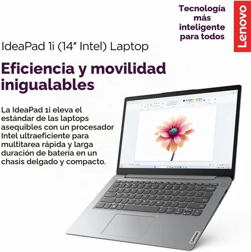 Vista 3 de Lenovo IdeaPad Laptop de 14 pulgadas • 12 GB de RAM • 384 GB de almacenamiento combinado a bordo • Intel Celeron • Gráficos Intel UHD • Batería