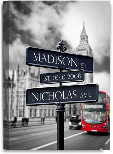 Vista 151 de IPIC - Personalized Framed Canvas with Custom Street Sign in Boston Personalized Street Signs with Names, Custom Canvas Print, Boston Sunset
