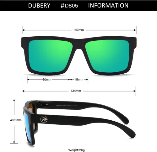 Vista 4 de DUBERY Gafas de sol polarizadas cuadradas clásicas para hombresmujeres con protección UV400 D805