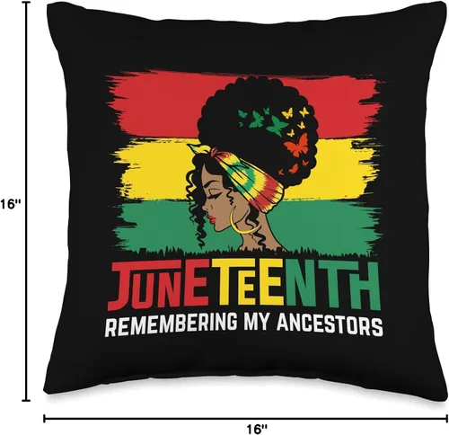 Vista 4 de Black History Month Pride African Women Design Juneteenth Remembering My Ancestors Celebrate Black Freedom - Almohada de 16 x 16 pulgadas, multicolor