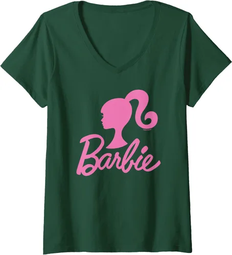 Vista 10 de Camiseta con cuello en V con logotipo rosa Barbie para mujer Barbie Negro