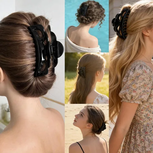 Vista 5 de Pinzas para cabello grandes de plástico, para mujeres con cabello grueso