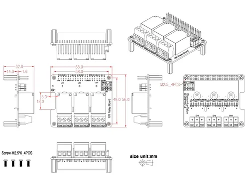 Vista 6 de Electronics-Salon RPi Power Relay Board Módulo de expansión para Raspberry Pi A+ 3A+ B+2B 3B 3B+4B