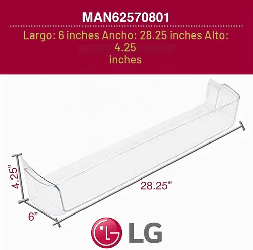 Vista 3 de LG MAN62570801 Contenedor de estante de puerta original OEM para refrigeradores LG