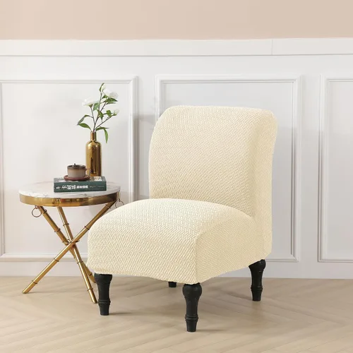 Vista 6 de LiveGo Funda para silla decorativa sin brazos, de elastano, extraíble, para silla sin brazos, protector de muebles para sala de estar, comedor, Beige