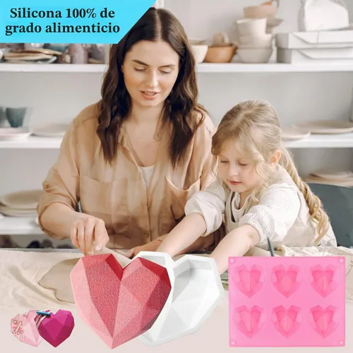 Vista 5 de 34 moldes de silicona con forma de corazón para el día de San Valentín, juego de moldes de corazón rompible Sublaga para chocolate, molde de letras