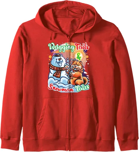 Vista 9 de Chow Chow Dog Christmas Snowman Winter Snow Zip Hoodie