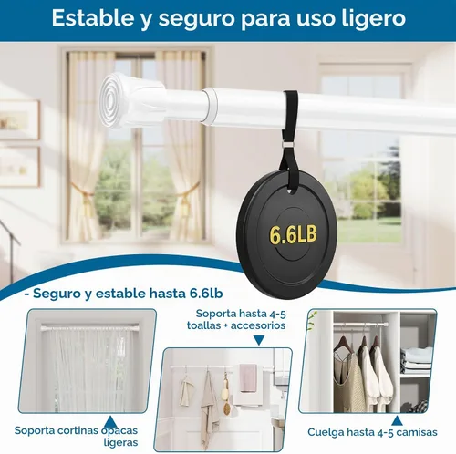Vista 9 de AIZESI Varillas de cortina de tensión de resorte Barra de tensión corta (blanco, 8" a 12"-2Pcs)