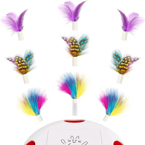 Vista 6 de Repuesto de plumas para juguetes de gato, 3 piezas de plumas de arcoíris, reemplaza el extremo de silicona