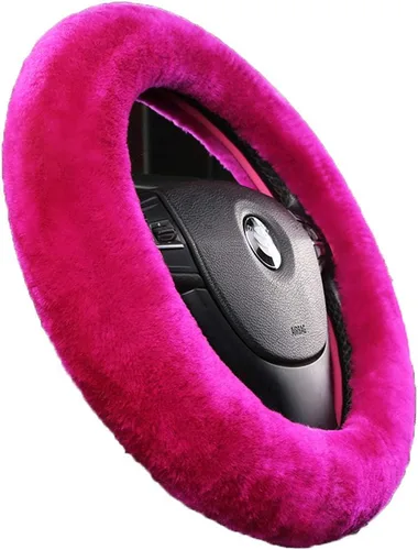 Vista 18 de Funda de volante de piel de oveja suave y esponjosa, para vehículo universal, mujeres y hombres, 14,5-15,5 pulgadas, accesorios peludos